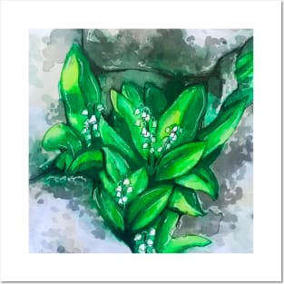 Watercolor Lily of the Valleys Posters and Art